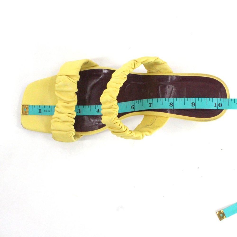 STAUD Frankie Ruched Leather Heeled Sandals Mules Wallflower Yellow EU 40 US 10 - Picture 11 of 15